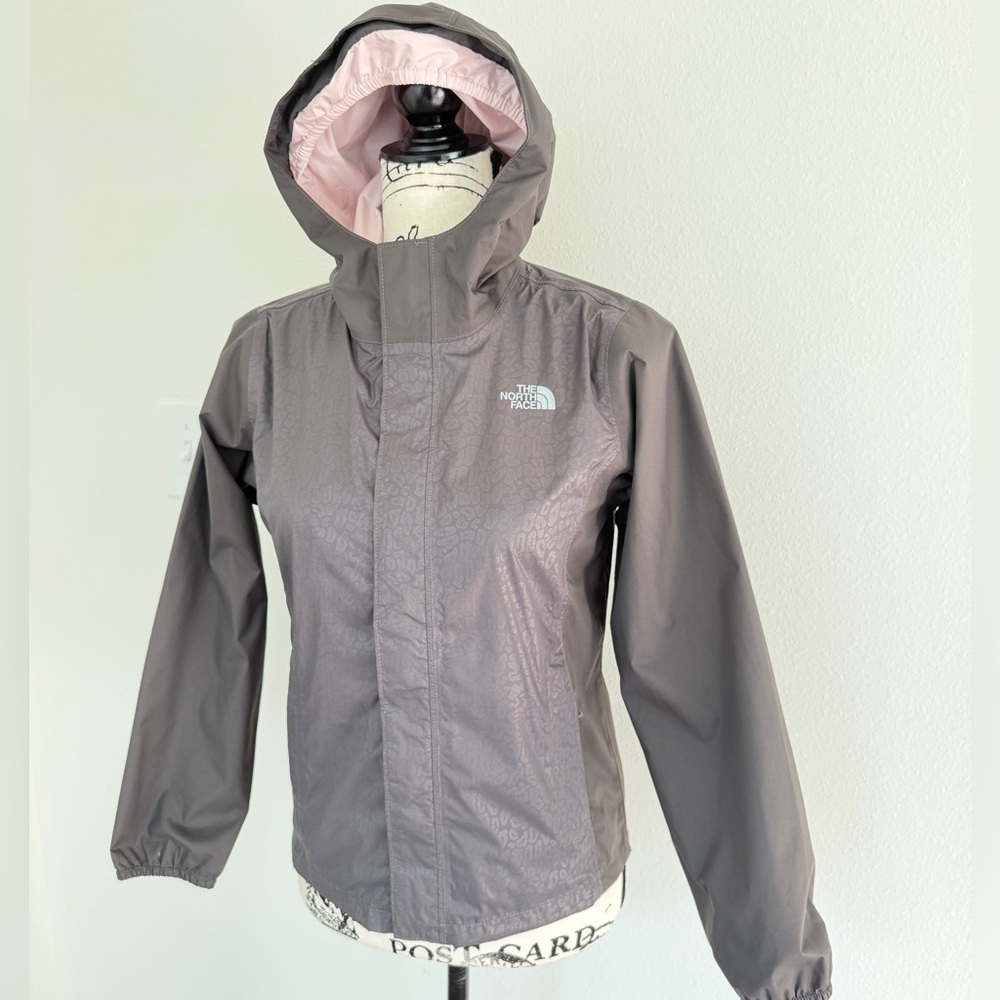 The North Face Antora Dryvent Hooded Jacket Gray/Pink kids Sz 10/12 Waterproof - Picture 5 of 13
